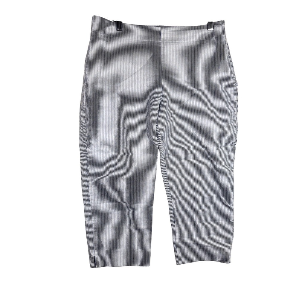 Talbots Heritage Seersucker Cropped Pants size 10 Petite Blue/White